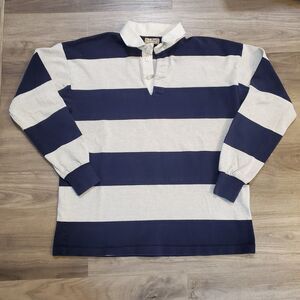 Vintage LL Bean Rugby Shirt Mens XXL 90s Long Sleeve Made In USA Striped